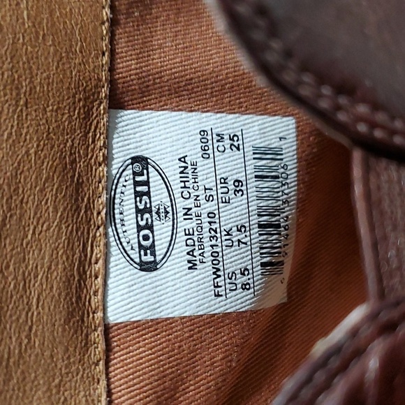 VINTAGE RETRO FOSSIL ALLISON BROWN TWO TONE HEELED BOOTS SIZE 8.5 LEATHER - Picture 7 of 15